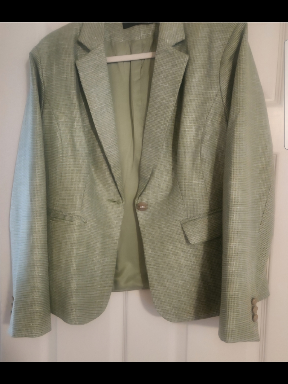 Structured Light Green Women's Blazer and Trousers Set - Picture 2 of 5